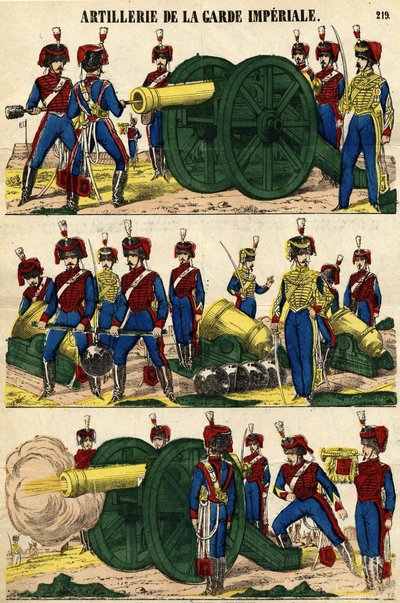 Imperialgardets artilleri. Bild av 1800-talets Epinal av French School