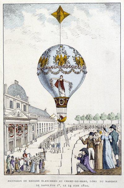 Madame de Blanchards himmelsfärd till Champs-de-Mars, vid Napoleons bröllop 1:a, 24 juni av French School