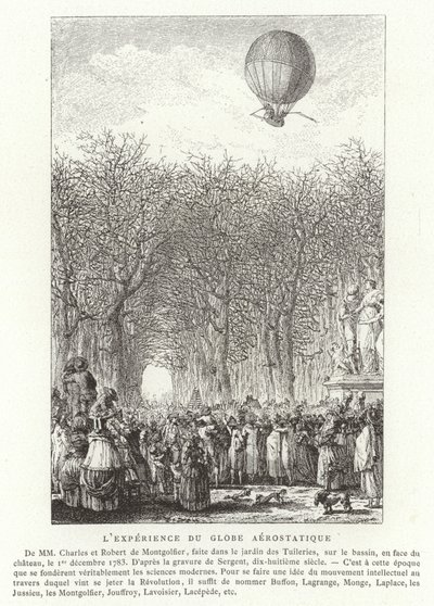 Ascent of the Montgolfier Brothers Aerostatic Globe, Paris, 1 december 1783 av French School
