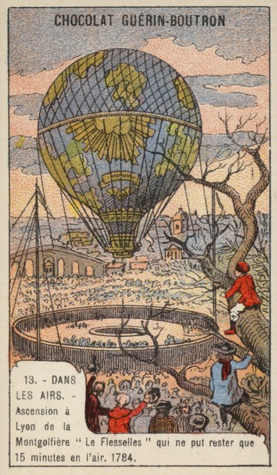 Bestigning av ballongen Le Flesselles, Lyon, Frankrike av French School