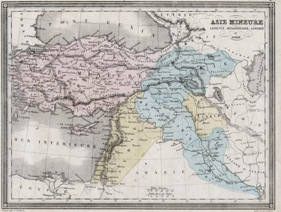 Mindre Asien, Armenien, Mesopotamien, Assyrien och Syrien i antiken - Plåt extraherad från "" Universal Atlas of Ancient and Modern Geography for the Use of Residential Schools"" av Vuillemin - ca. 1845 av French School
