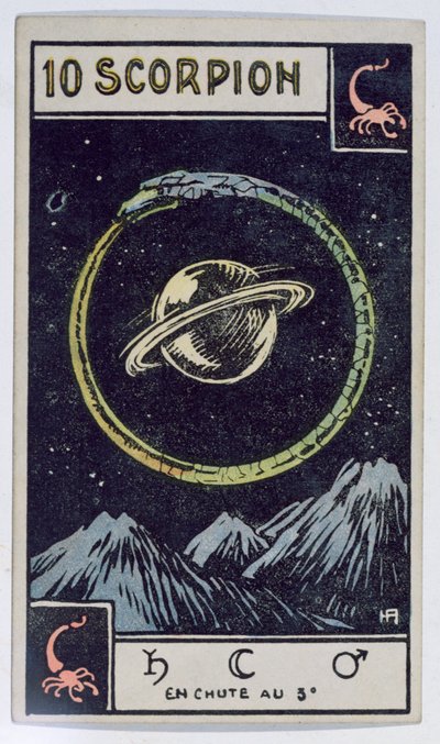 Astrologiskt tarotkort som visar Skorpionen av French School