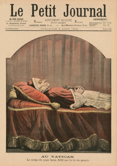 I Vatikanen, påven Leo XIII liggande i staten, framsidans illustration från 