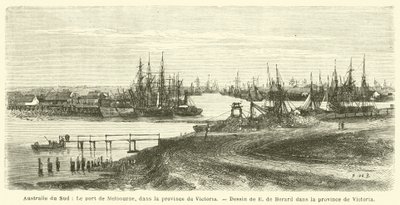 Södra Australien, hamnen i Melbourne, provinsen Victoria (gravyr) av French School