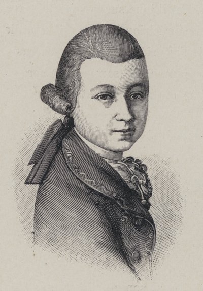 Den österrikiske kompositören Wolfgang Amadeus Mozart vid fjorton års ålder av French School