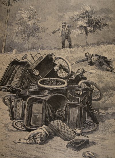 Bilolycka, illustration från Le Petit Journal: Supplement illustrerar, 1898 av French School