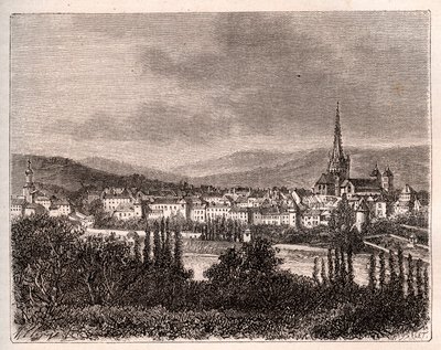 Autun - departementet Saone-et-Loire - gravyr i "La France illustrée: geografi, historia, statistisk administration" av V.A. Malt-Brown. 1884 av French School