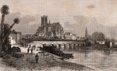 Auxerre - Bourgogne-Franche-Comte - gravyr i "La France illustrée: geografi, historia, statistisk administration" av V.A. Malt-Brown. 1884 av French School