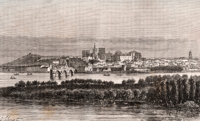 Avignon i Vaucluse - gravyr i "La France illustrée: geografi, historia, statistisk administration" av V.A. Malt-Brown. 1884 av French School
