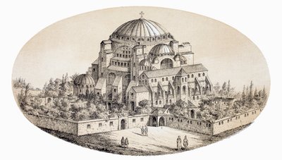 Aya Sofya Camii eller St Sophia Basilika, Istanbul, Turkiet, efter en illustration från mitten av 1800-talet, från L
