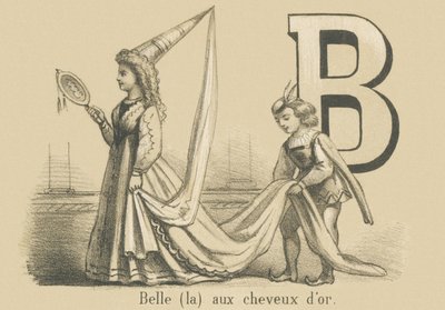 B: Vacker (den) med gyllene hår av French School