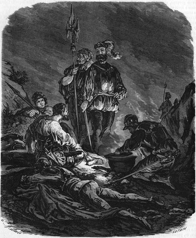 Bad boys, plundrare under 1500-talets krig. I "" Histoire Populaire de la France"", sd. ca 1885. Gravyr. av French School