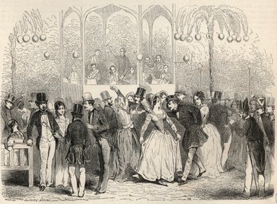 Bal Mabille (dans- och nöjesanläggning, avenue Montaigne, Paris) Gravyr i "Tableau-de-Paris" av Edmond Texier 1852 av French School