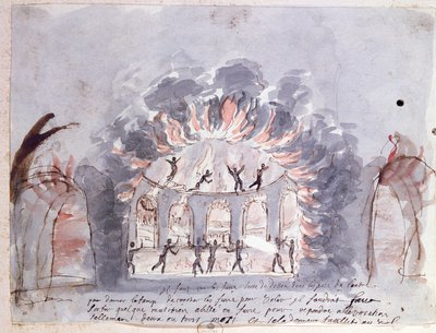 Balettscen, föreställande furierna, sent 1600-tal (wc på papper) av French School