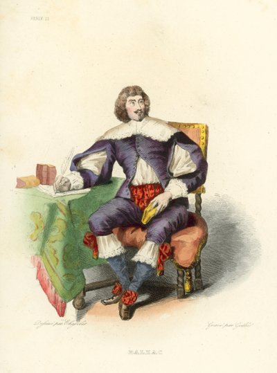 Balzac (färgad gravyr) av French School