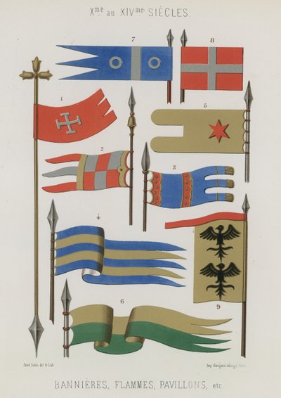 Banderoller, streamers, flaggor från 900- till 1300-talen av French School