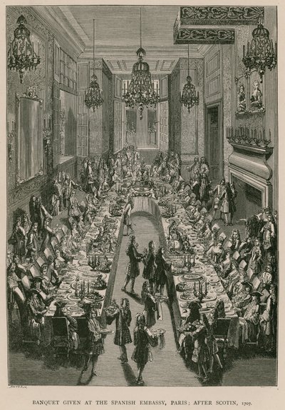 Bankett ges på spanska ambassaden, Paris; efter Scotin, 1707 av French School
