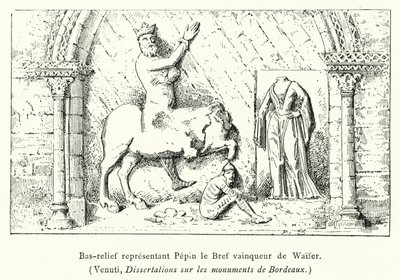 Basrelief som föreställer Pepin den korta erövraren av Waifer (gravyr) av French School