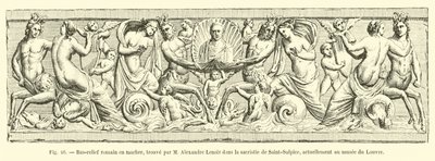 Romersk basrelief i marmor, hittad av M Alexandre Lenoir i sakristian i Saint-Sulpice, för närvarande i Louvren av French School