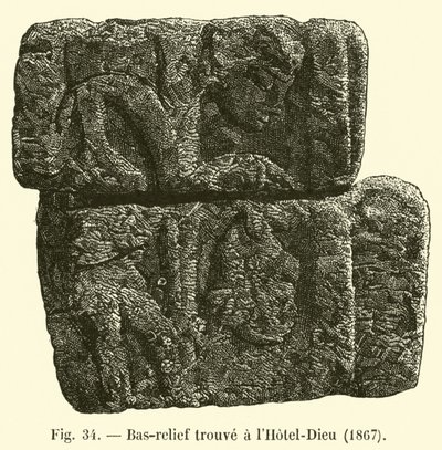 Basrelief hittad på Hotel-Dieu, 1867 av French School