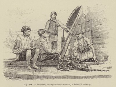 Bateliers (gravyr) av French School