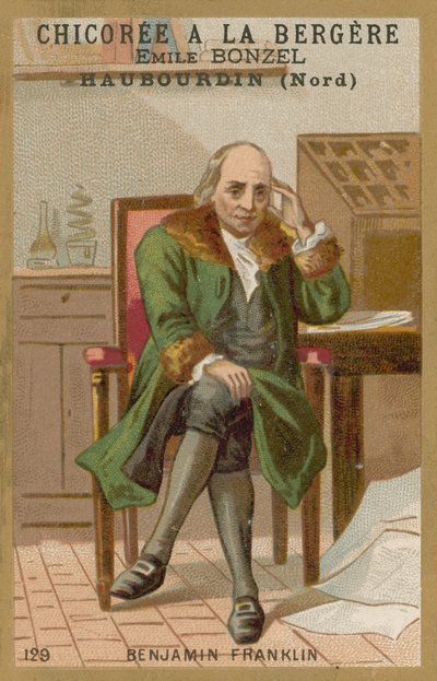 Benjamin Franklin, amerikansk vetenskapsman, uppfinnare och politiker av French School