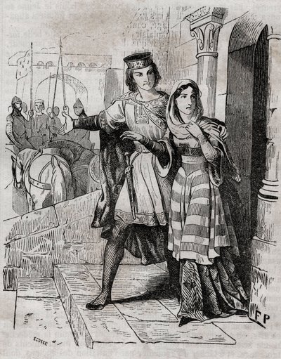 Bertrade av Montfort (1070-1117) Frankrikes drottning med Filip I, kung av Frankrike - - i "Histoire de France"" av Anquetil. 1800-talet. av French School
