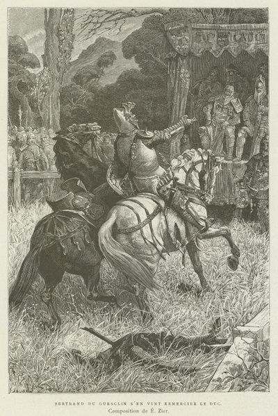Bertrand du Guesclin kom för att tacka hertigen av French School