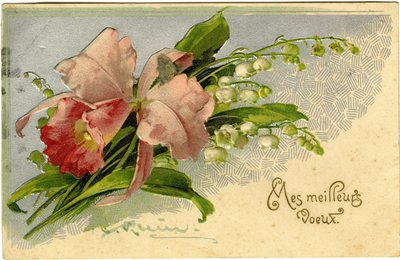Bästa önskningar om liljekonvalj och blommor. av French School