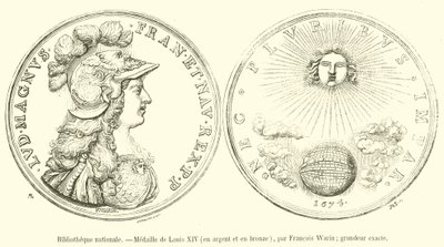 Nationalbiblioteket, Medalj av Ludvig XIV, i silver och brons (gravyr) av French School