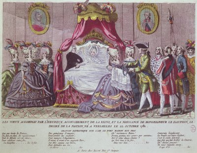 Födelse av Grand Dauphin, Louis Joseph (1781-1789) (färgstick) av French School