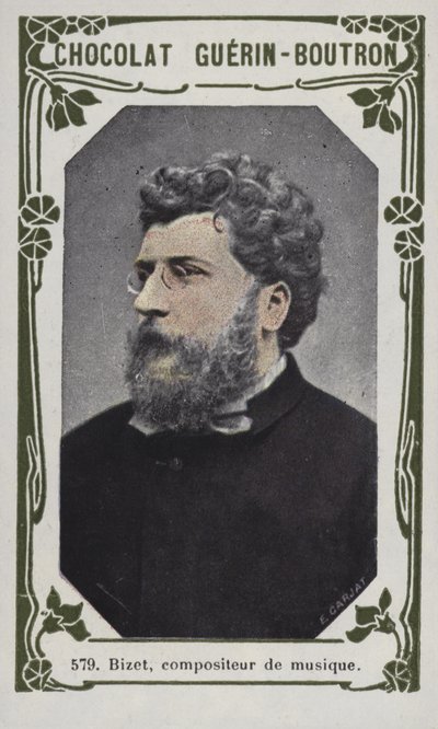 Bizet, kompositör (färgad bild) av French School