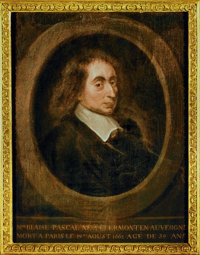 Blaise Pascal ... (olja på duk) av French School