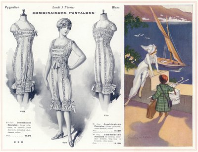 Blanc-Toile, underkläder, skjortor m.m. (färglitografi) av French School