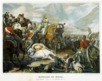 Bonaparte (mitten), efter sin seger över österrikarna i slaget vid Rivoli (Italien) den 14 januari av French School