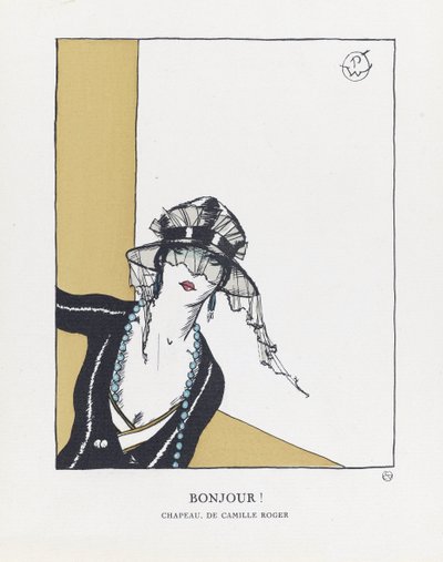Bonjour, publicerad 1921 (stenciltryck) av French School