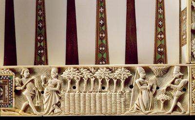 Kant på ett backgammonbräde föreställande ett par älskare, 1415 av French School