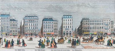 Boulevard Poissonniere - Rue Saint Barbe - Rue Saint Etienne - Rue Notre Dame de Reouvrance - Rue Poissonniere - Graverad i "Tableau-de-Paris" av Edmond Texier 1852 av French School