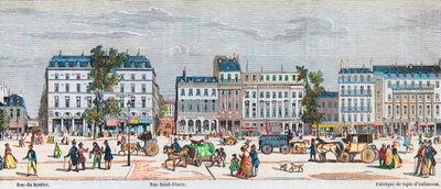 Boulevard Poissonniere södra sidan - Rue du Sentier - Rue Saint Fiacre - Gravyr i "Tableau-de-Paris" av Edmond Texier 1852 av French School