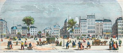 Boulevard des Filles du Calvaire och Boulevard du Temple - Rue Pont aux Choux - Rue des Filles-du-Calvaire - Rue Saintonge - Graverad i "Tableau-de-Paris" av Edmond Texier 1852 av French School