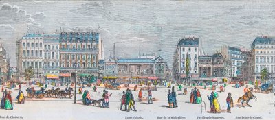 Boulevard des Italians södra sidan och Boulevard des Capucines södra sidan - rue de Choiseul - Kinesiska bad - rue de la Michodiere - Pavillon de Hannover - rue Louis-le-Grand - Gravyr i "Tableau-de-Paris" av Edmond Texier 1852 av French School