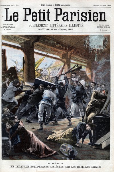Boxerrebellernas europeiska legationer i Peking attackeras av rebellerna - i "Le petit Parisien" av French School