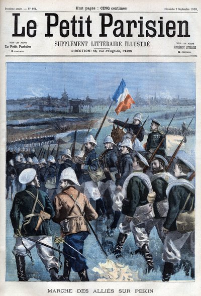 Boxer Rebellion De allierade går vidare mot Peking - i "Le petit Parisien"" av French School