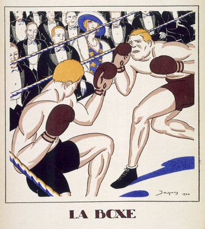 Boxning, från "Monsieur" 1920 (pochoirtryck) av French School