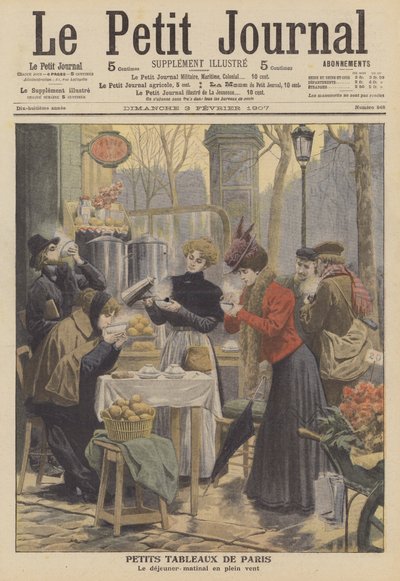 Frukost utomhus i Paris (färg litho) av French School