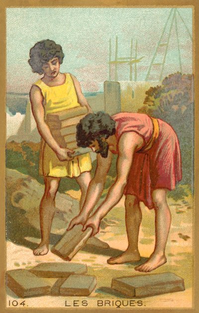 Tegelstenar (chromolitho) av French School