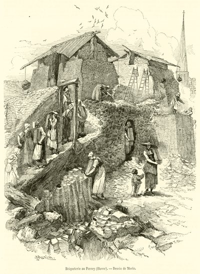 Tegelbruk i Perrey, Havre (gravyr) av French School