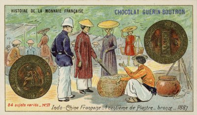 Brons 1 centime av en tallrik, Franska Indokina av French School