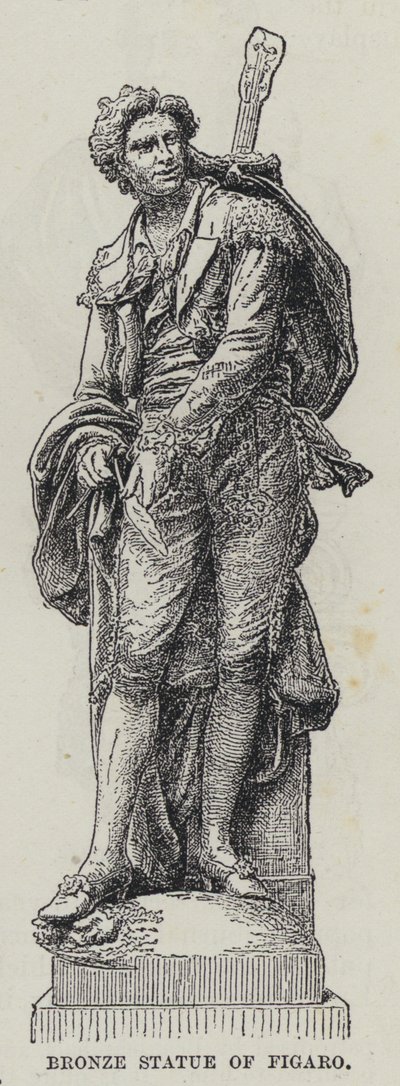 Bronsstaty av Figaro (gravyr) av French School