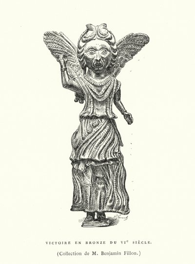Bronsfigur av Seger, 600-talet (gravyr) av French School
